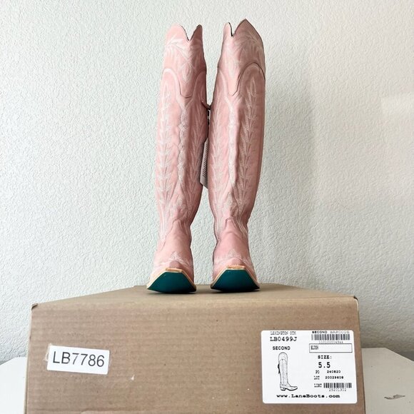 Lane LEXINGTON Over the Knee Womens Cowboy Boots 5.5 Pink Western Cowgirl Tall - Picture 13 of 14
